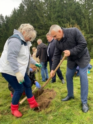 Раённая акцыя - пасадка яблынева-грушавай алеі "Мы адзіныя" ў парку 40-годдзя Перамогі<br />